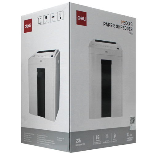 Шредер Deli, 4 уровень секретности (4х30мм), 16 листов, 23 литра