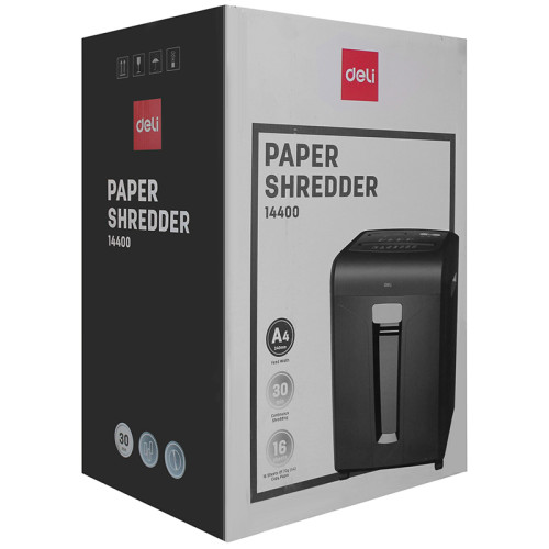 Шредер Deli, 4 уровень секретности (4х40мм), 16 листов, 31  литр