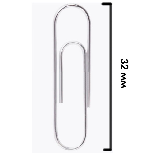 Скрепки BERLINGO 32 мм, никелированные, 100 шт/упак