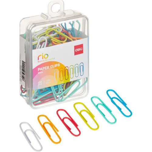 Скрепки DELI 29 мм, цветные, бокс, 100 шт/упак