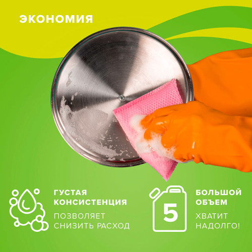 Средство для мытья посуды ЛЮБАША "Лимон", канистра ПЭТ, 5 литров