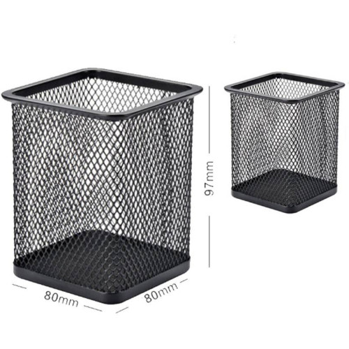 Стакан металлический BASY "804" для пишущих принадлежностей, 9х9х8 см, квадратный, черный