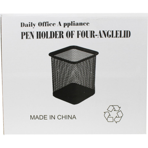 Стакан металлический BASY "804" для пишущих принадлежностей, 9х9х8 см, квадратный, черный