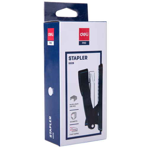 Степлер металлический DELI "0328" до 25 листов, ассорти
