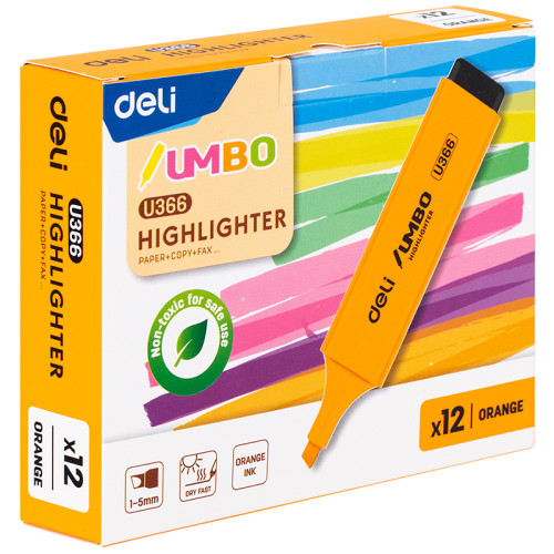 Текстовыделитель DELI "U366" 1-5 мм, оранжевый Текстовыделитель DELI "U366" 1-5 мм, оранжевый