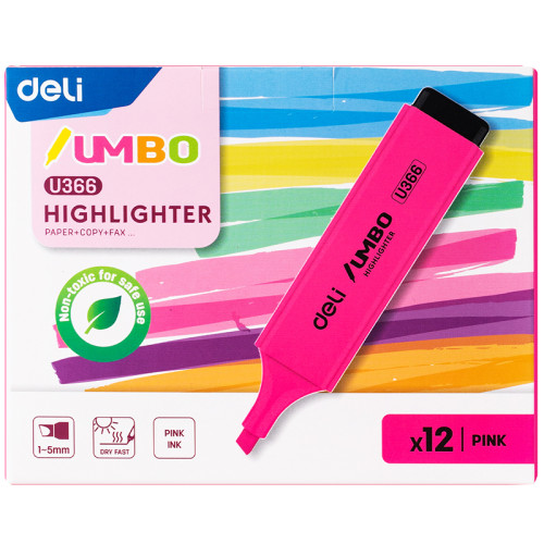 Текстовыделитель DELI "U366" 1-5 мм, розовый Текстовыделитель DELI "U366" 1-5 мм, розовый