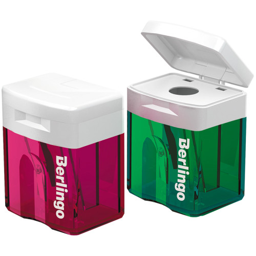 Точилка BERLINGO "Perfect" пластиковая, 1 отверстие, с контейнером,  ассорти