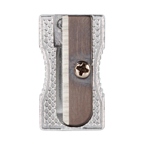 Точилка DELI "39761" металлическая, 1 отверстие, скошенный корпус, серебро