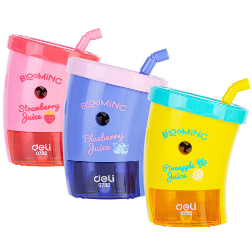 Точилка DELI "Blooming" Juice механическая, 1 отверстие, с контейнером, ассорти 