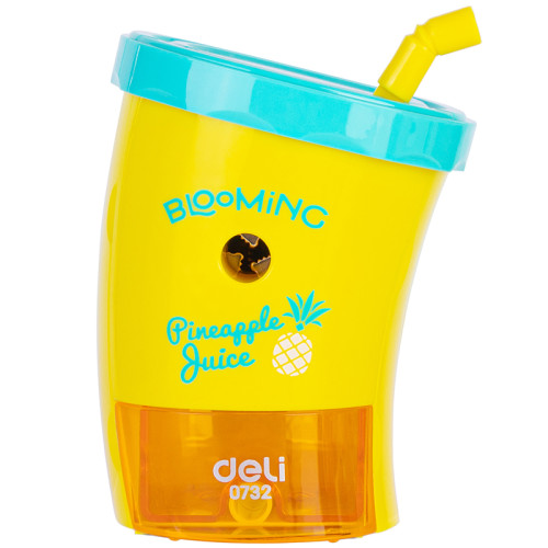 Точилка DELI "Blooming" Juice механическая, 1 отверстие, с контейнером, ассорти 