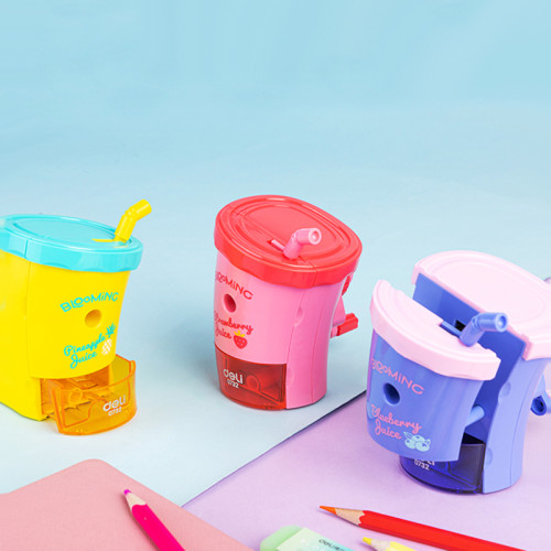 Точилка DELI "Blooming" Juice механическая, 1 отверстие, с контейнером, ассорти 