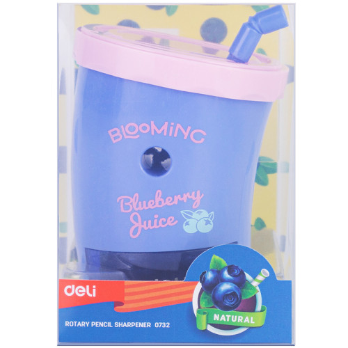 Точилка DELI "Blooming" Juice механическая, 1 отверстие, с контейнером, ассорти 