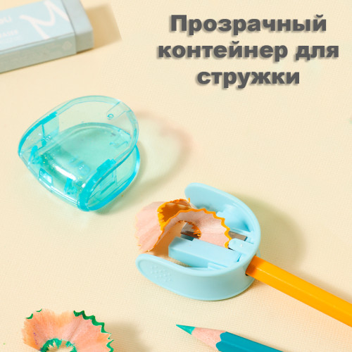 Точилка DELI "Comiko" 0524, пластиковая, 1 отверстие, с контейнером, ассорти