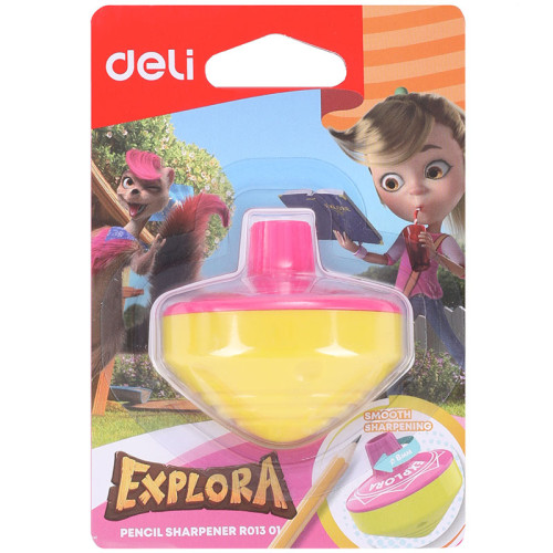 Точилка DELI "Explora" пластиковая, 1 отверстие с контейнером, ассорти