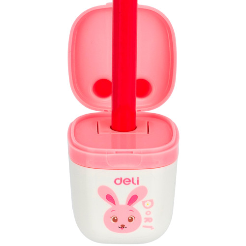 Точилка DELI "Katuri" пластиковая, 1 отверстие, с контейнером, ассорти