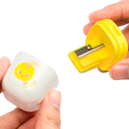 Точилка DELI "Katuri" пластиковая, 1 отверстие, с контейнером, ассорти