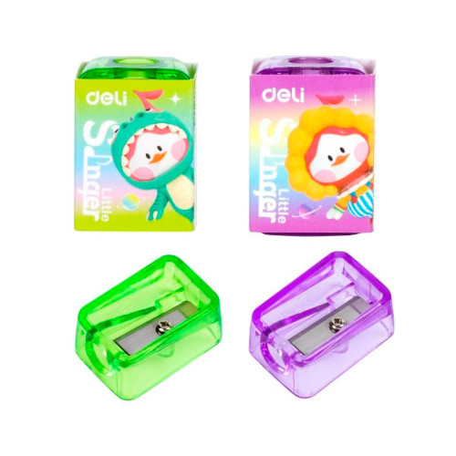 Точилка DELI "Little Singer" пластиковая, 1 отверстие, ассорти