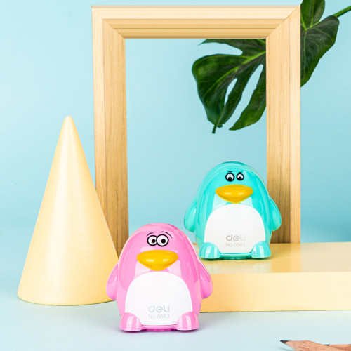 Точилка DELI "Magic Zoo" пингвин, 2 отверстия, с контейнером, ассорти
