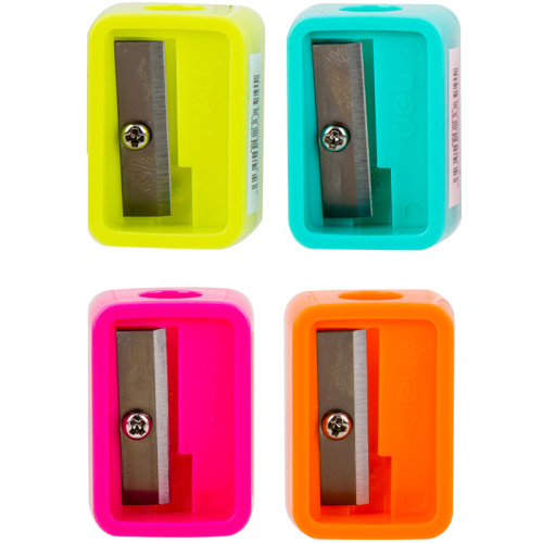 Точилка DELI "Neon", пластиковая, 1 лезвие, ассорти