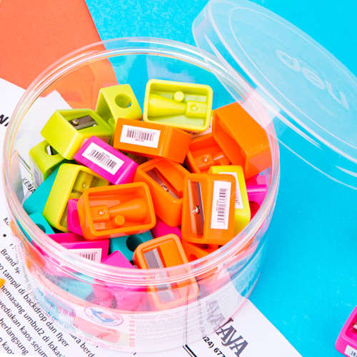 Точилка DELI "Neon", пластиковая, 1 лезвие, ассорти