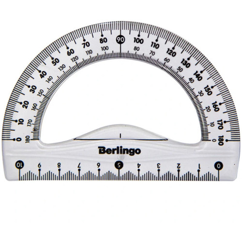 Транспортир Berlingo "Spike" (180 градусов, 10 см), прозрачный