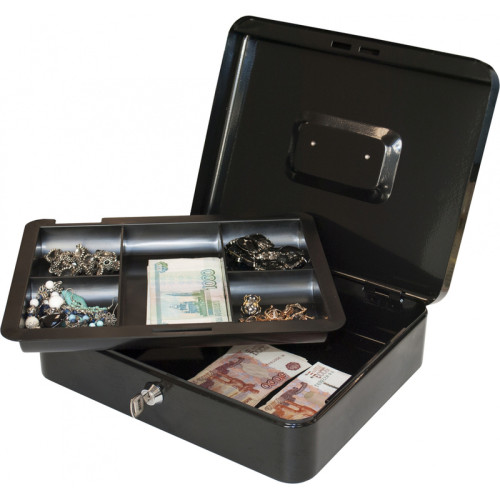 Ящик для денег Silwerhof, 90х300х240 мм, 1,66 кг, сталь, черный