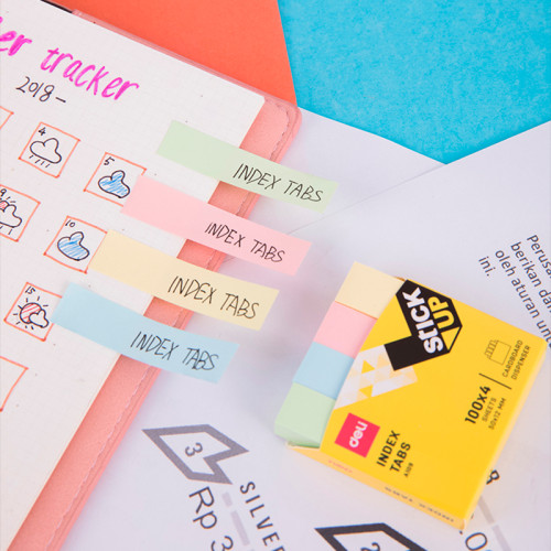 Закладки клейкие DELI 76 х 19 мм, бумажные, пастель, 4 цв х 100 листов