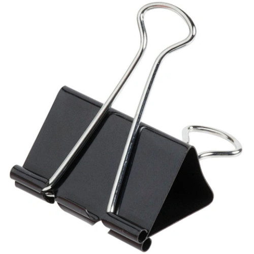 Зажимы для бумаг BASY, 19 мм, черные, (12 шт)