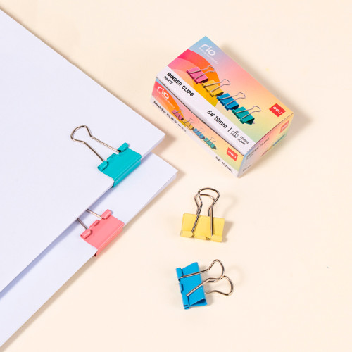 Зажимы для бумаг DELI "RIO", 19 мм, цветные, (12 шт.)