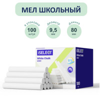 Мел школьный i Select, белый, 100 шт., средней твердости, круглый, картонная коробка