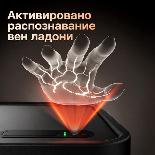 Сейф LockSworth сканер ладони + bluetooth + ключ, 200х310х200 мм, 4 кг, белый