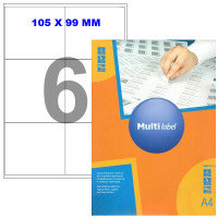 Этикетки самоклеящиеся Multilabel, А4, 105 х 99 мм., 6 шт/лист, 100 л.