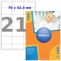 Этикетки самоклеящиеся Multilabel, А4, 70 х 42,3 мм., 21 шт/лист, 100 л.