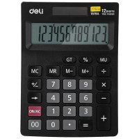 Калькулятор настольный DELI "1519A" 12 разрядный, 144х103х25 мм, черный