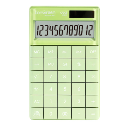 Калькулятор настольный DELI "LonGreen M412" 12 разрядный, 165х103х16  мм, зеленый