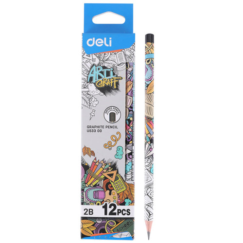 Карандаш DELI "Arti Graff", 2В, шестигранный корпус, дерево, ассорти Карандаш DELI "Arti Graff", 2В, шестигранный корпус, дерево, ассорти