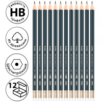 Карандаш DELI "Scribe", НВ, шестигранный корпус, дерево, с ластиком, темно-синий