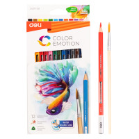 Карандаши акварельные Deli "Color Emotion", 12 цветов, дерево, картон