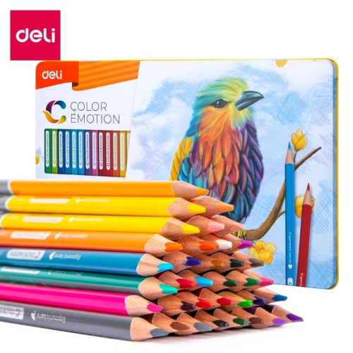 Карандаши цветные Deli "Color Emotion", 36 цветов, дерево, метал. пенал