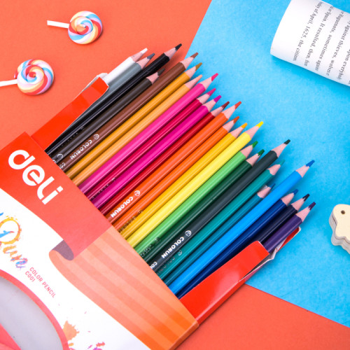 Карандаши цветные Deli "ColoRun", 24 цвета, PS, картон