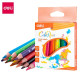 Карандаши цветные Deli "ColoRun", короткие, 12 цветов, PS, картон