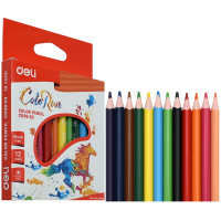 Карандаши цветные Deli "ColoRun", короткие, 12 цветов, PS, картон