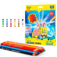 Карандаши цветные Deli "SpongeBob", 24 цветов, дерево, картон