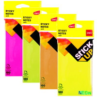 Клейкие листки DELI "Stick Up", 76х126 мм, ассорти неоновые, 100 листов, европодвес