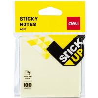 Клейкие листки DELI "Stick Up", 76х76 мм, желтые, 100 листов, европодвес