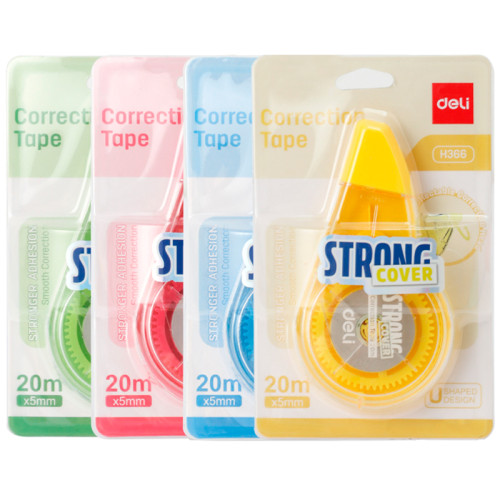 Корректирующий роллер DELI "Strong Cover", 5 мм х 20 м, ассорти Корректирующий роллер DELI "Strong Cover", 5 мм х 20 м, ассорти