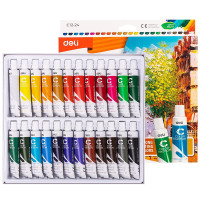 Краски акриловые DELI "Color Emotion" художественные, глянцевые, 24 цвета по 12 мл., картон