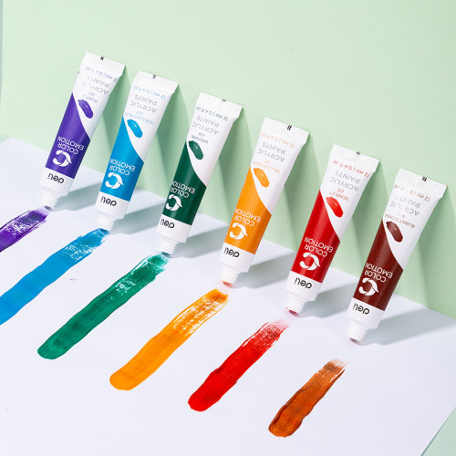 Краски акриловые DELI "Color Emotion" художественные, глянцевые, 24 цвета по 12 мл., картон