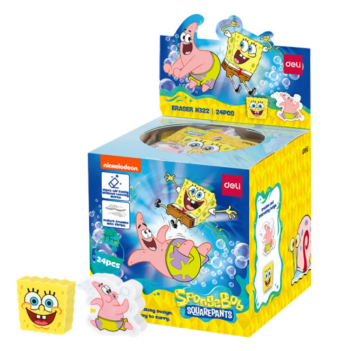 Ластик DELI "SpongeBob", ассорти (37х32х10 мм)