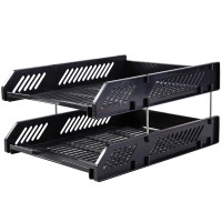 Лоток горизонтальный DELI, 2-х рядный, пластик,  черный